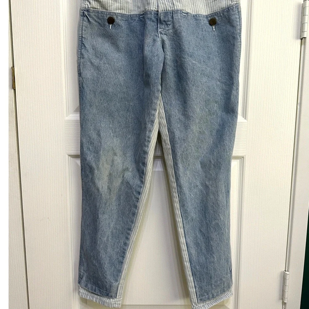 Guess Overalls Womens 1 VTG 90s Pinstriped Colorblock Denim Made in USA Coastal